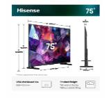 Hisense 75" E7S Pro, 4K Ultra HD 3840x2160, QLED, Quantum Dot, 144Hz, HDR 10+ adaptive, HLG, Dolby Vision, Hi-Concerto,Dolby Vision Atmos, Smart TV, WiFi 5GHz, WiFi Direct,Light Sensor, BT, Anyview Cast, 4xHDMI, 2xUSB, LAN, CI+, DVB-T2/C/S2, Black