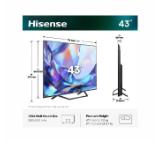 Hisense 43" A7S, 4K Ultra HD 3840x2160, QLED, FALD, Quantum Dot, HDR 10+, HLG, Dolby Vision, Dolby Atmos, Smart TV, WiFi 5GHz, WiFi Direct, BT, Anyview Cast, 3xHDMI, 2xUSB, LAN, CI+, DVB-T2/C/S2, Black