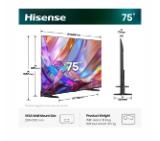 Hisense 75" E7S, 4K Ultra HD 3840x2160, QLED, Quantum Dot, HDR 10+, HLG, Dolby Vision, DTS Virtual X, Smart TV, Light Sensor, WiFi Direct, BT, Anyview Cast, 3xHDMI, 2xUSB, LAN, CI+, DVB-T2/C/S2, Black