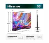 Hisense 55" E7S, 4K Ultra HD 3840x2160, QLED, Quantum Dot, HDR 10+, HLG, Dolby Vision, DTS Virtual X, Smart TV, WiFi, Light Sensor, BT, Anyview Cast, 3xHDMI, 2xUSB, LAN, CI+, DVB-T2/C/S2, Black