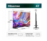 Hisense 43" E7S, 4K Ultra HD 3840x2160, QLED, Quantum Dot, HDR 10+, HLG, Dolby Vision, Light Sensor, Smart TV, WiFi 5GHz, WiFi Direct, BT, Anyview Cast, 3xHDMI, 2xUSB, LAN, CI+, DVB-T2/C/S2, Black