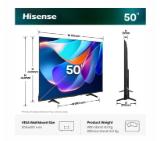 Hisense 50" A6S, 4K Ultra HD 3840x2160, DLED, DFA, Precision Colour, HDR 10+, HLG, Dolby Vision,Light sensor, Smart TV, WiFi, BT, AnyView Cast, Gaming Mode, 1xHDMI2 eArc, 3xHDMI, 2xUSB, LAN, CI+, DVB-T2/C/S2, Black