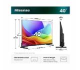 Hisense 40" A5S, Full HD 1920x1080, QLED, Quantum Dot, HDR, HLG, DTS HD, Light Sensor, Dolby Audio, Smart TV, WiFi, WiFi Direct, 2xHDMI, 2xUSB, LAN, CI+, DVB-T2/C/S2, Black