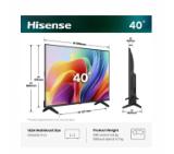 Hisense 40" A4S, Full HD 1920x1080, DLED, HDR, HLG, DTS HD, Smart TV, WiFi, WiFi Direct, 2xHDMI, 2xUSB, LAN, CI+, DVB-T2/C/S2, Black