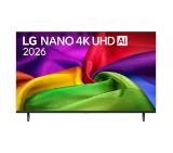 LG 50NU800B3LC, 50" 4K HDR UHD, 3840x2160, DVB-T2/C/S2, AI Alpha 7, HDR 10, webOS 26, ThinQ AI, VRR, ALLM, HGiG, WiFi, Clear Voice, 4K Super Upscaling, Bluetooth 5.3, Hdmi e-ARC , CI, LAN, AirPlay2, AI Sound Pro, Google Cast, 2 Pole stand, Black