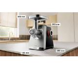 Bosch MFWS860M, SER8, Meat mincer, Blocking power: 2500W, 4,5 kg/min, 10-year motor, dishwasher safe, tomato press, 4 grating discs, kebbe att., sausage att., silver black