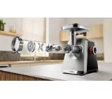 Bosch MFWS820M, SER8, Meat mincer, Blocking power: 2500W, 4,5 kg/min, 10-year motor, dishwasher safe, kebbe att., sausage att., silver black