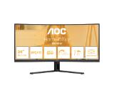 AOC CU34B3E, 34" Curved 1500R, VA, WLED, 3440x1440@120Hz, 4ms GtG, 1ms MPRT, 300cd m/2, 3500:1, 50M:1 DCR, Adaptive Sync, FlickerFree, Low Blue Mode, Tilt, HDMI, DP