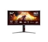 AOC CU34G4CA, 34" Curved 1500R, Fast VA, WLED, 3440x1440@180Hz, 1ms GtG, 0.5ms MPRT, 450cd m/2, 3000:1, Adaptive Sync, FlickerFree, Low Blue Light, Tilt, Height Adjust, Swivel, 2xHDMI, DP, USB hub