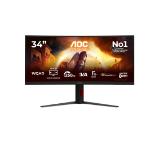 AOC CU34G4ZCA, 34" Curved 1500R, Fast VA, WLED, 3440x1440@250Hz, 1ms GtG, 0.3ms MPRT, 450cd m/2, 3000:1, Adaptive Sync, FlickerFree, Low Blue Light, Tilt, Height Adjust, Swivel, 2xHDMI, DP, USB hub