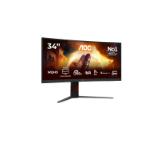 AOC CU34G4ZCA, 34" Curved 1500R, Fast VA, WLED, 3440x1440@250Hz, 1ms GtG, 0.3ms MPRT, 450cd m/2, 3000:1, Adaptive Sync, FlickerFree, Low Blue Light, Tilt, Height Adjust, Swivel, 2xHDMI, DP, USB hub