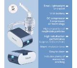 Beurer IH 61 Nebuliser;  DC compressed-air technology; Whisper-quiet operation; Rechargeable; LED indicator displays; up to 4 hours of battery life