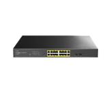 Cudy GS1016EPS2 16 port 10/100/1000 Base-T Gigabit ports 19-inch 2-1000 Base-X SFP Slot 16-port IEEE 802.3at PoE+ Injector Supports PoE power up to 30W for each PoE port Local management via WEB GUI 200W Internal