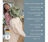 Beurer HD 72 Waffle Sage Green Heated overblanket; Soft and cuddly surface; Machine-washable at 30°C; 3 temp. settings; 1.7kg. Lightweight blanket