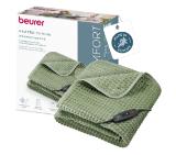 Beurer HD 72 Waffle Sage Green Heated overblanket; Soft and cuddly surface; Machine-washable at 30°C; 3 temp. settings; 1.7kg. Lightweight blanket