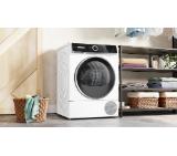 Bosch WQN246D1BY, SER6, Tumble dryer with heat pump 9kg B / B cond., 59dB, Self-Cleaning Condenser, drain set, white-blackgrey door, HC, Inclined direct touch display