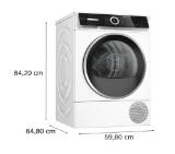 Bosch WQN246D1BY, SER6, Tumble dryer with heat pump 9kg B / B cond., 59dB, Self-Cleaning Condenser, drain set, white-blackgrey door, HC, Inclined direct touch display