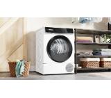 Bosch WQN246D0BY, SER6, Tumble dryer with heat pump 9kg B / B cond., 59dB, Self-Cleaning Condenser, drain set, white-blackgrey door, HC, Inclined direct touch display