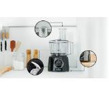 Bosch MCM3231B, Compact food processor MultiTalent 3; Black; 800 W, Switch settings: 2-stage; Bowl capacity: 2.30 l, Liquidiser with safety lid and capacity: 1 l; Mix bowl-max flour+ingredients: 0.80 kg, Mixing bowl-max. dry mixture 0.5 kg; No. of includ
