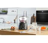 Bosch MCM3231B, Compact food processor MultiTalent 3; Black; 800 W, Switch settings: 2-stage; Bowl capacity: 2.30 l, Liquidiser with safety lid and capacity: 1 l; Mix bowl-max flour+ingredients: 0.80 kg, Mixing bowl-max. dry mixture 0.5 kg; No. of includ