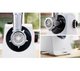 Bosch MFWS421W, SER4, Food mincer, Main color: white, Output per minute: 2,5 kg, Reverse: yes, Power: 500W, Blocking power: 1.900W, Accessories included: 1 x filling aid, 1 x filling tray, 1 x pusher, 1 x sausage attachment, 1 x double-sided stainless st