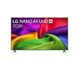 LG 75NU800B3LA, 75" NANO 4K UHD, 3840x2160, DVB-T2/C/S2, AI Alpha 7, HDR 10, webOS 26, ThinQ AI, VRR, ALLM, HGiG, WiFi, Clear Voice, 4K Super Upscaling, Bluetooth 5.3, Hdmi e-ARC , CI, LAN, AirPlay2, AI Sound Pro, Google Cast, 2 Pole stand, Black